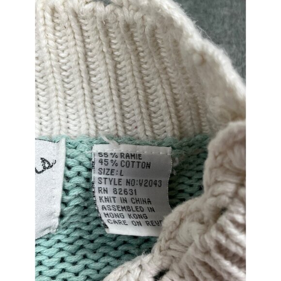 Vintage Fashion Options Sweater Women Large Pastel Geometric Knit Lace Trim Cott - Picture 10 of 13